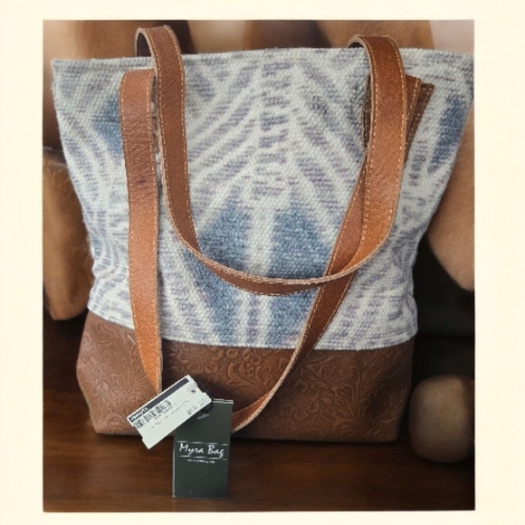 Myra Bag Handbags - Myra Bag-Brown, Cream & Blue-NWT